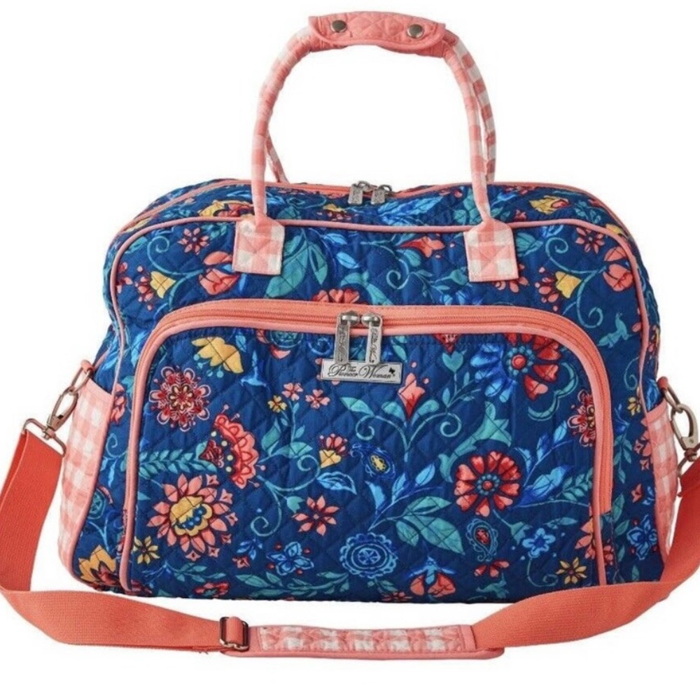 The Pioneer Woman Weekender Bag Mazie Blue Floral Quilted Travel Tote